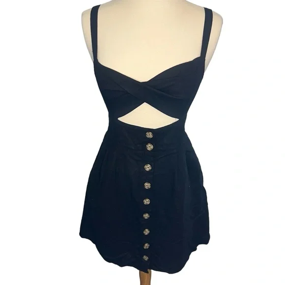 Forever 21 Button Down Black Dress womens size small - Picture 1 of 5